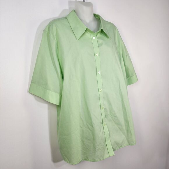 Foxcroft Womens Shirt Size 20W Green Wrinkle Free Shaped Fit Button Short Sleeve - Picture 4 of 11